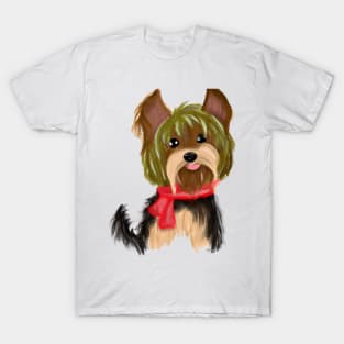 Cute Yorkshire Terrier Drawing T-Shirt